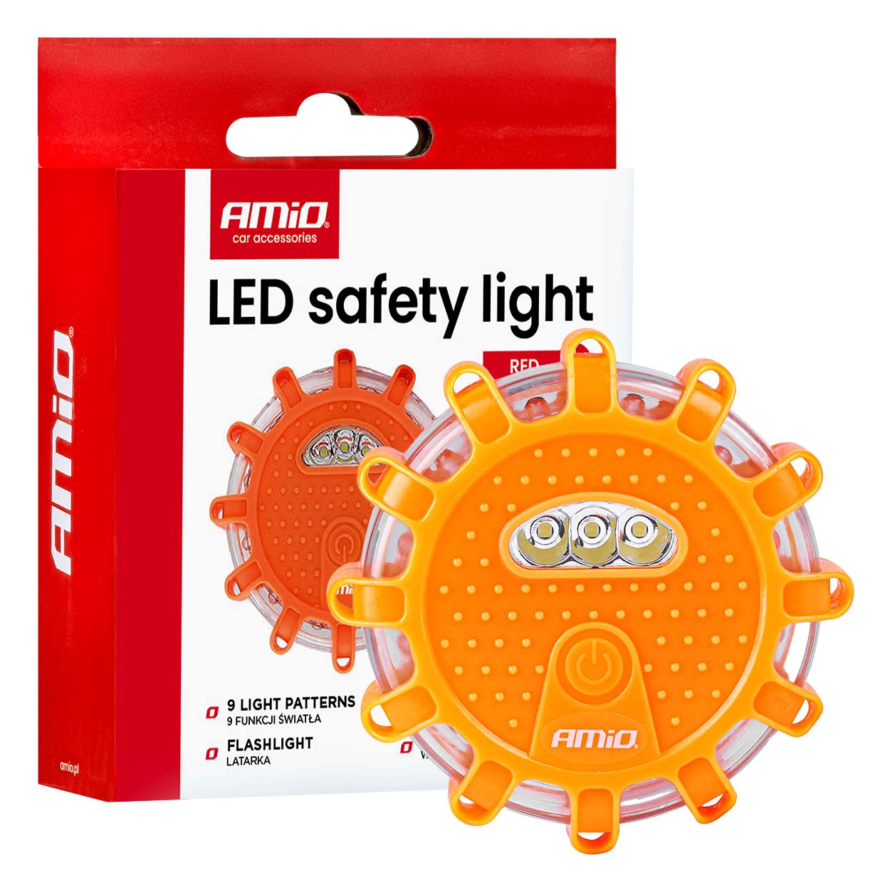 LED-varoitusvalo 12SMD+3SMD 650mAh (akku) punainen