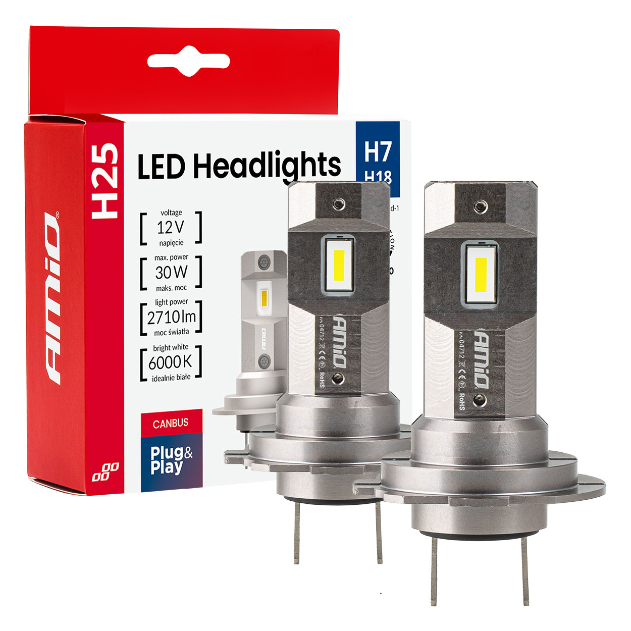 LED-ajovalot H25-sarja CANBUS H7 H18 12V 30W