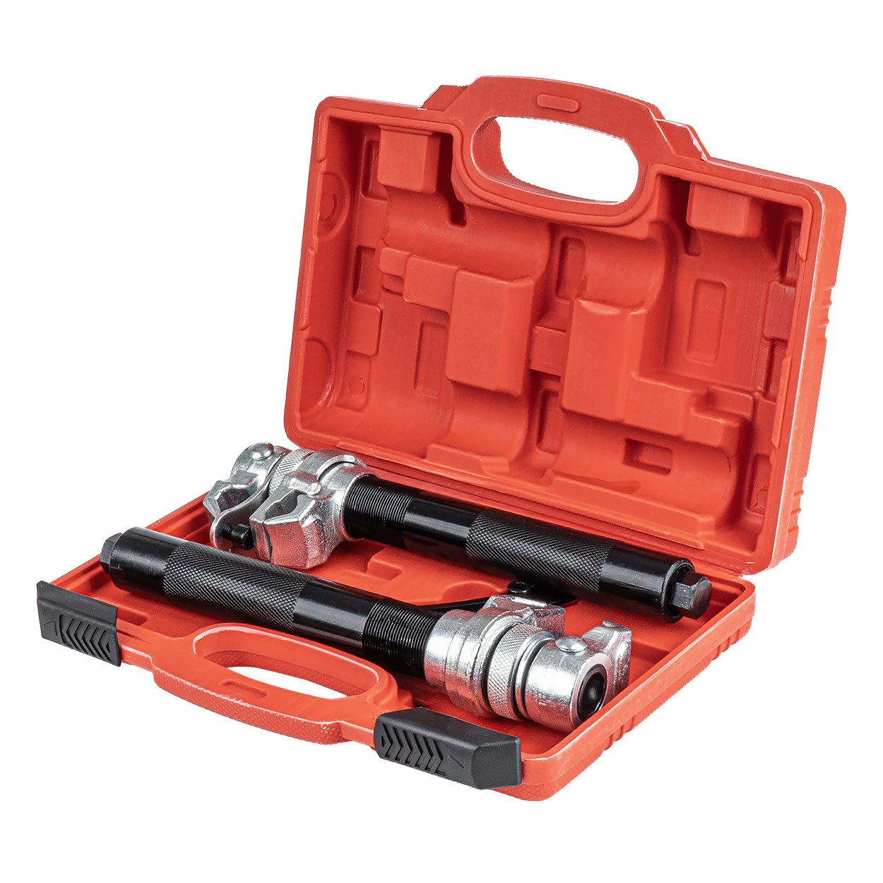 Jousipuristinsarja lukituksella alustajousille