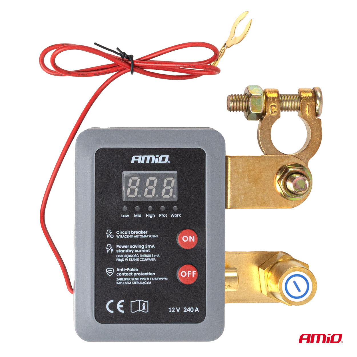 Kauko-ohjattava akun päävirtakytkin 12 V 240 A (BATT) AMIO-04832