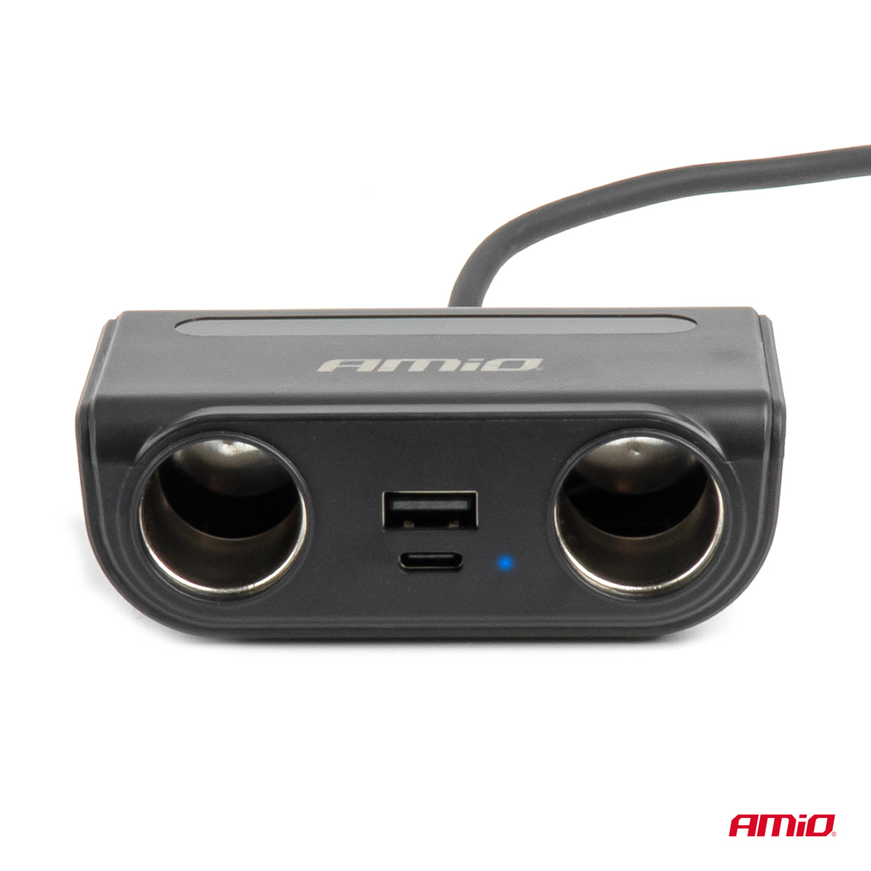 Savukkeensytytinpistorasian haaroitin ja laturi, USB-C, USB-A, QC3.0 PD3.0, 120 W, AMIO-04837