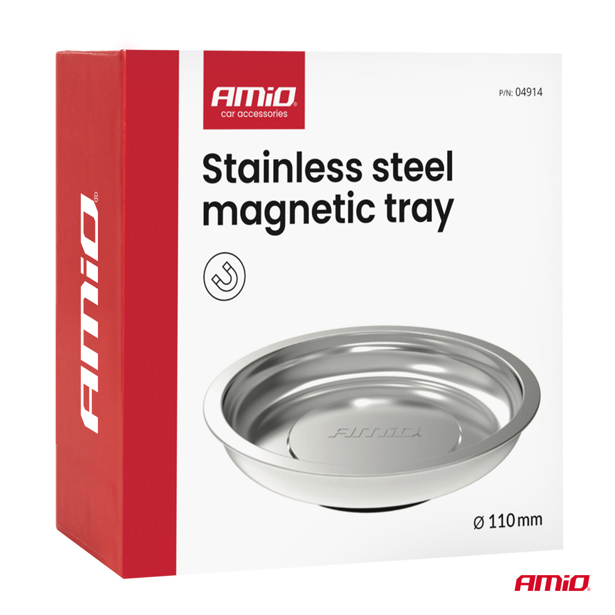 Magneettinen osakuppi ruostumatonta terästä, 110 mm, AMIO-04914