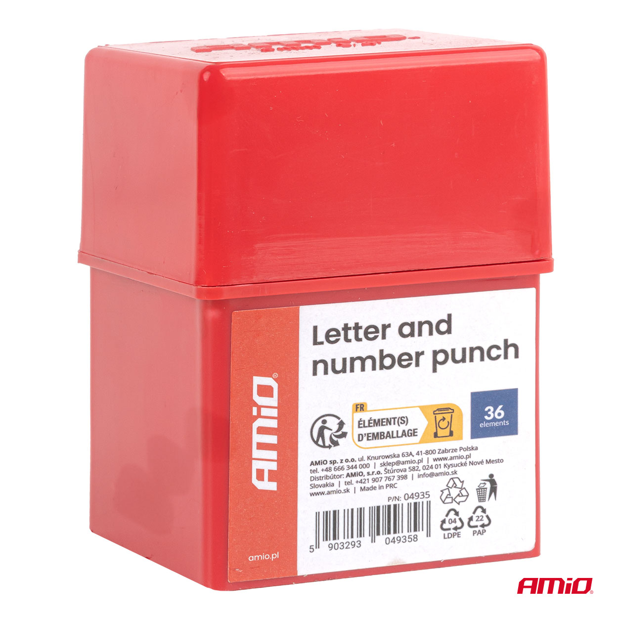 Kirjain- ja numeromeistisarja 6 mm 1/4", 36 osaa, AMIO-04935