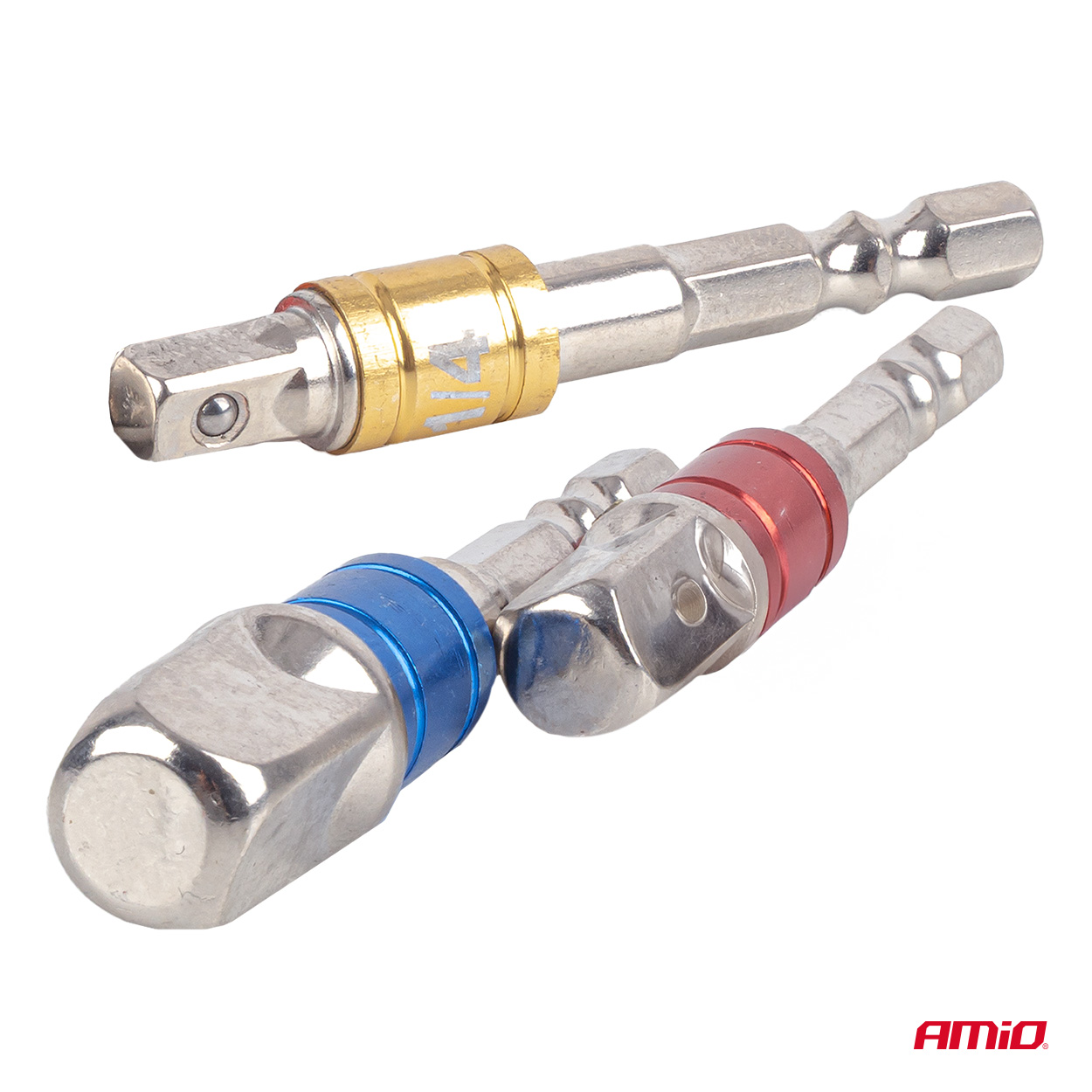 Värikoodattu hylsyadapterisarja, 3 osaa, 1/4", 3/8", 1/2", AMIO-04936