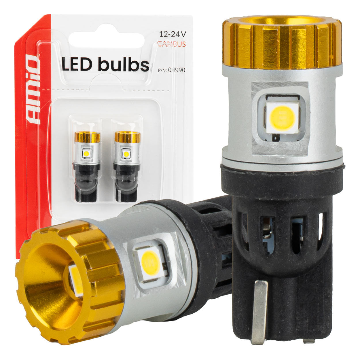 LED-polttimot CANBUS T10 3030 4SMD + 3020 1SMD valkoinen 12/24 V AMIO-04990