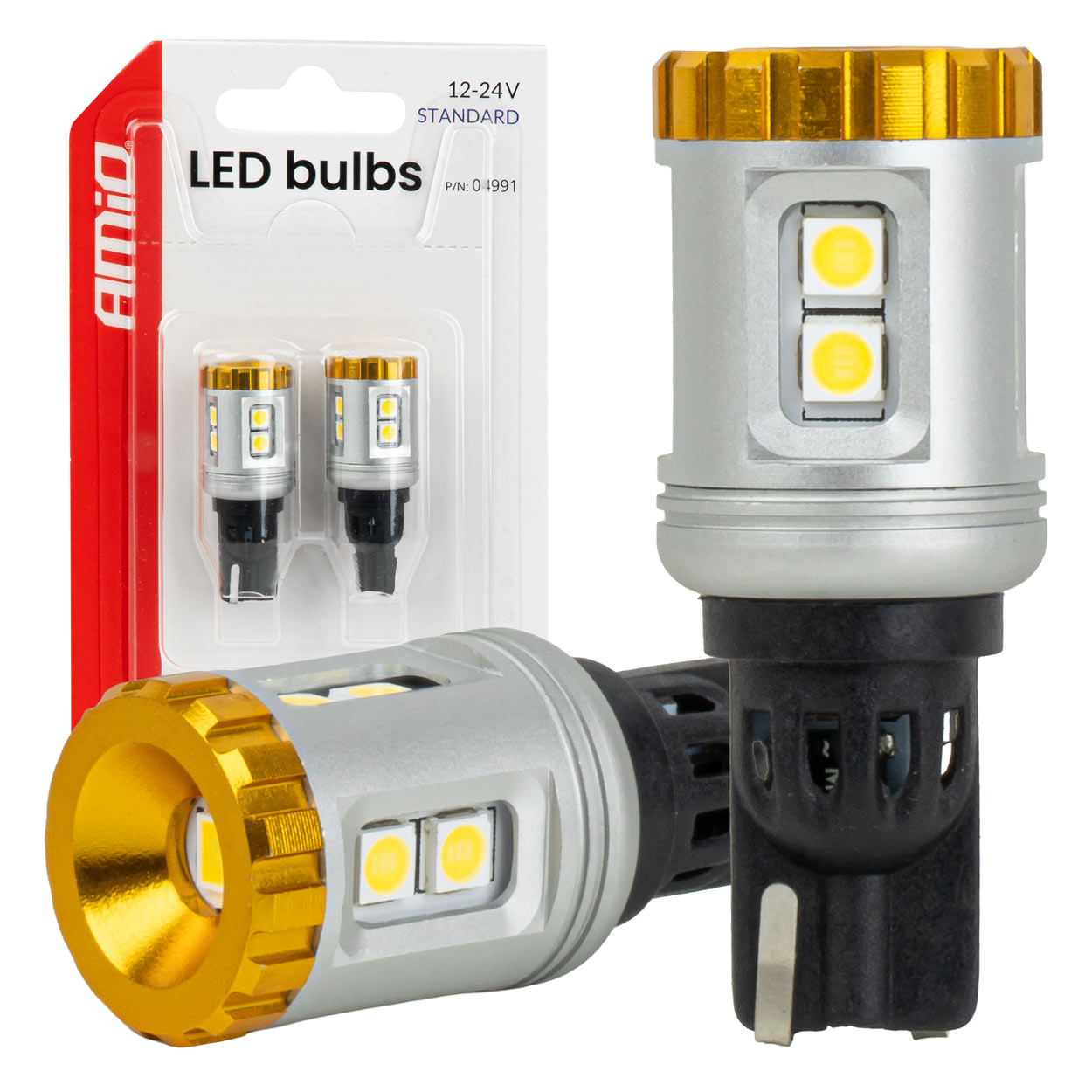 LED-polttimot STANDARD T15 3030 8SMD + 3020 1SMD valkoinen 12/24 V AMIO-04991