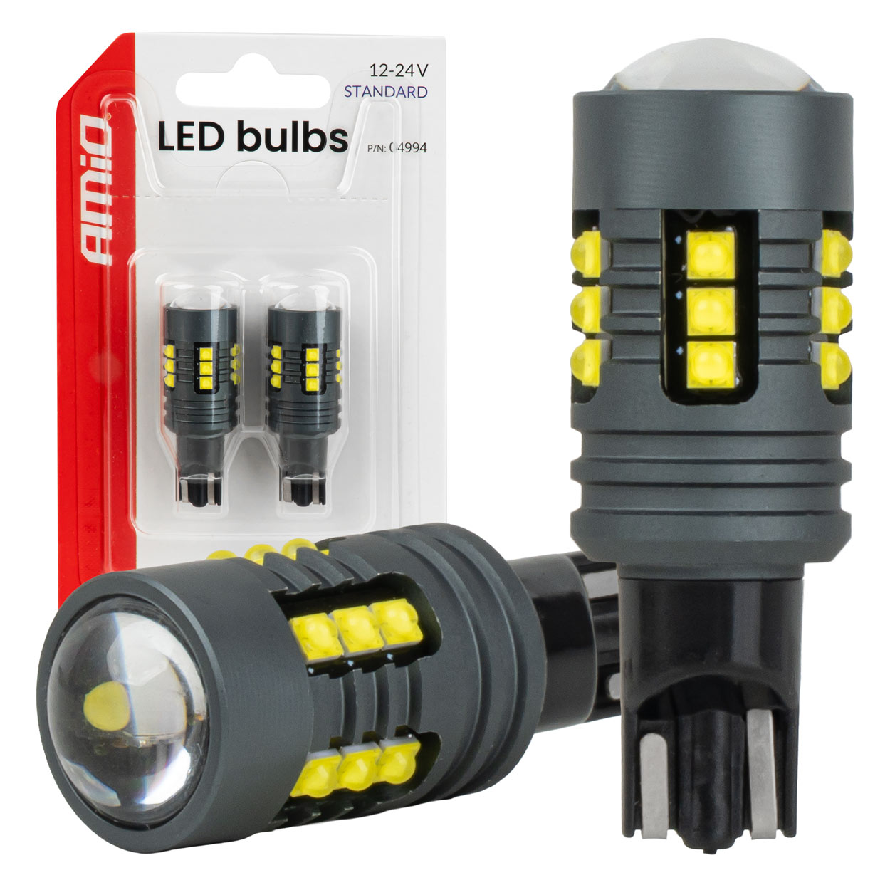 LED-polttimot STANDARD T15 2525 18SMD valkoinen 12/24 V AMIO-04994