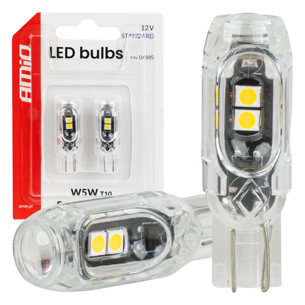 LED-polttimot STANDARD T10 2835 5SMD valkoinen 12 V AMIO-04995