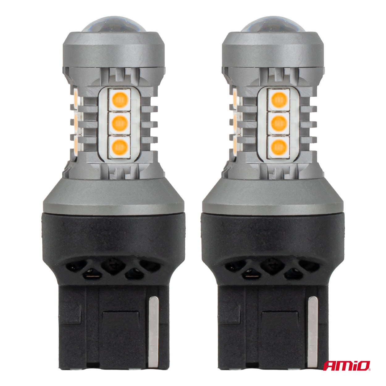 LED-polttimot STANDARD 7440 WY21W 3030 15SMD oranssi 12/24 V AMIO-04997