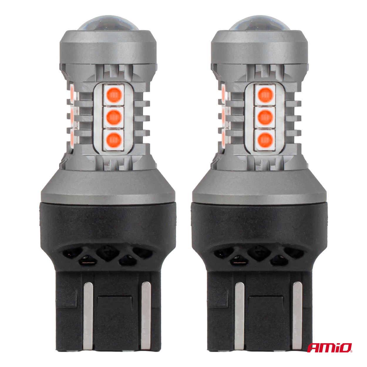 LED-polttimot STANDARD 7443 W21/5W 3030 15SMD punainen 12/24 V AMIO-04999