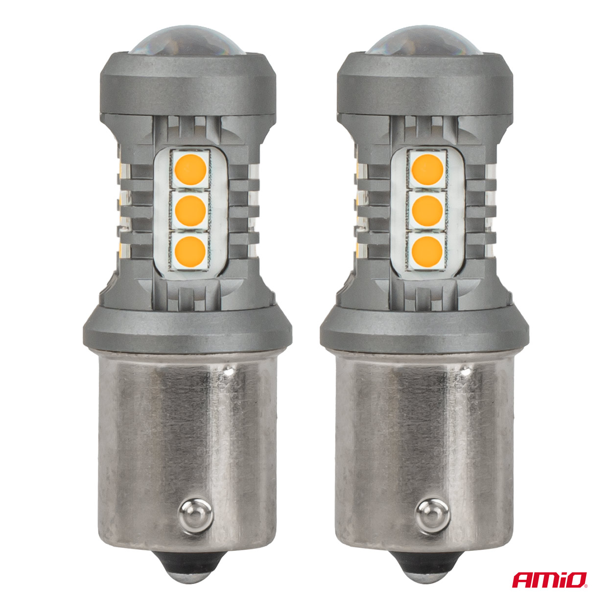 LED-polttimot STANDARD BAU15S PY21W 2x1860SMD 3030 15SMD oranssi 12/24 V AMIO-05002