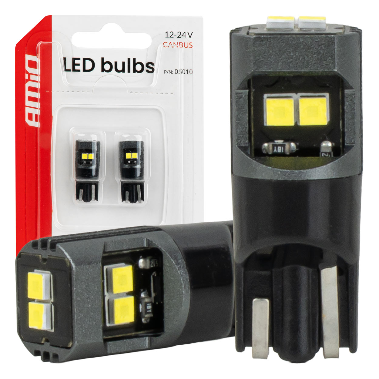 LED-polttimot CANBUS T10 2020 6SMD valkoinen 12/24 V AMIO-05010