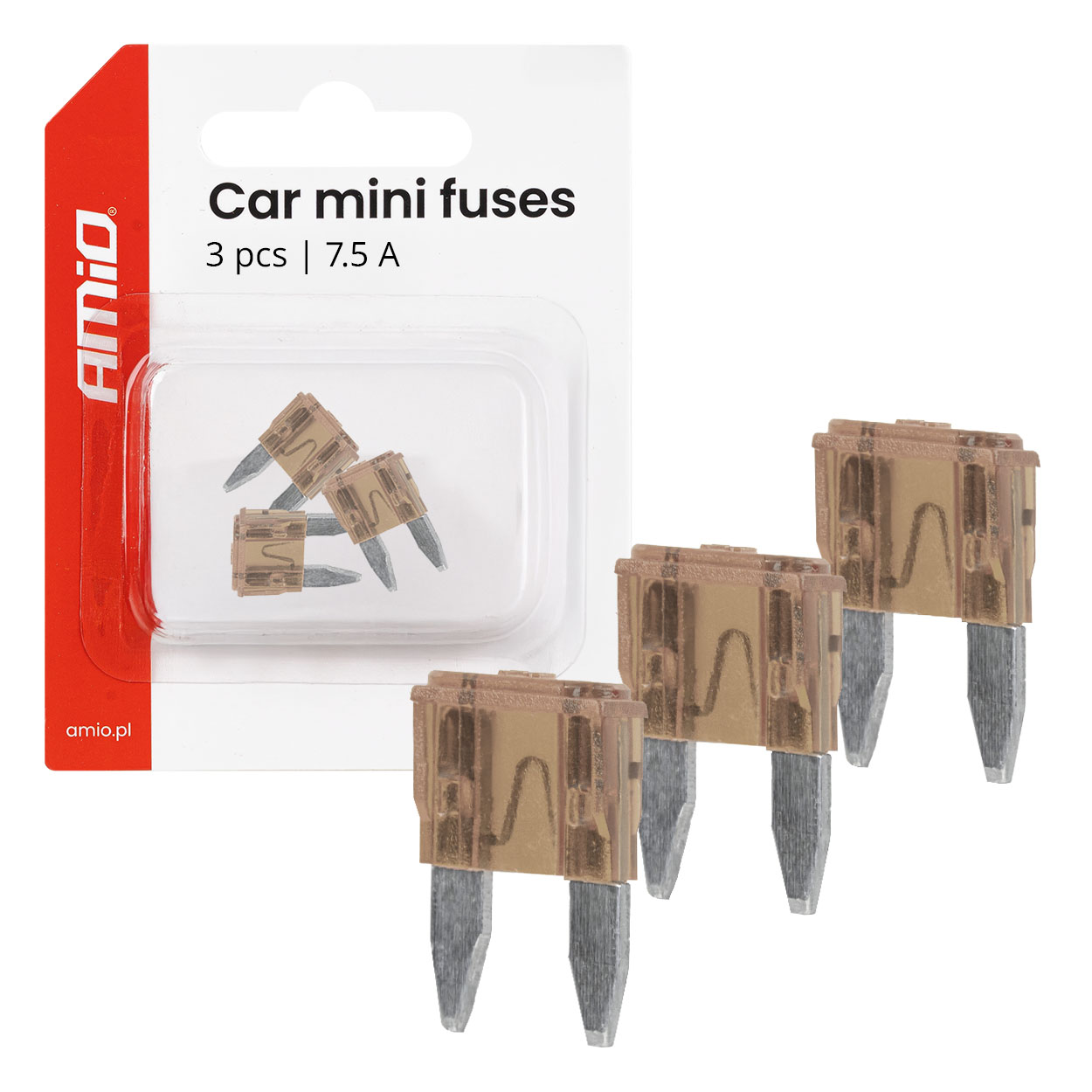 MINI-laattasulakkeet 7,5 A, 3 kpl, AMIO-05097
