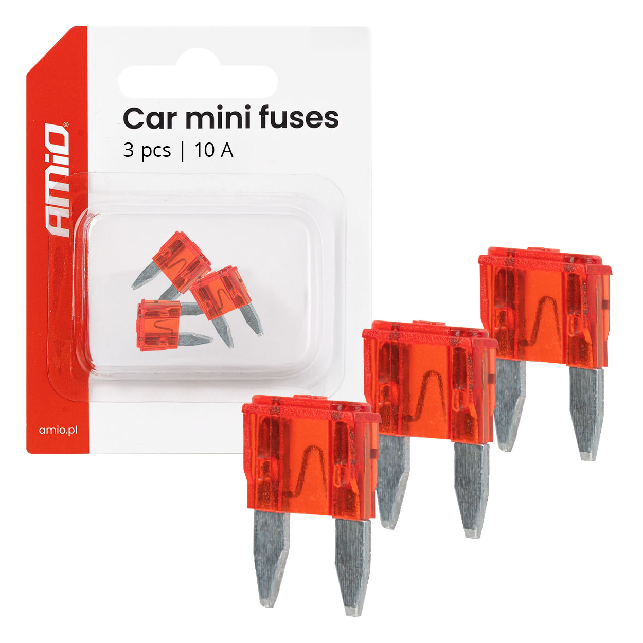 MINI-laattasulakkeet 10 A, 3 kpl, AMIO-05098
