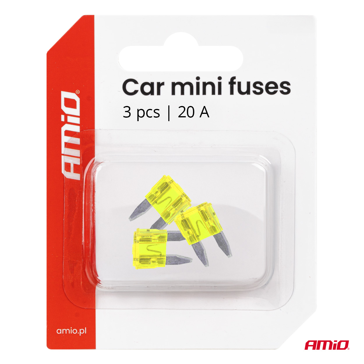 MINI-laattasulakkeet 20 A, 3 kpl, AMIO-05100